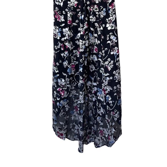 Fairy Grunge Dress Size 8 Dark Floral Asymmetrical Hem Midi Feminine Flowy Silk - Picture 10 of 13